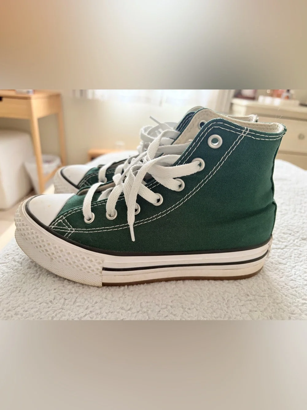 Kids High-Top Canvas Sneakers in Dark Green